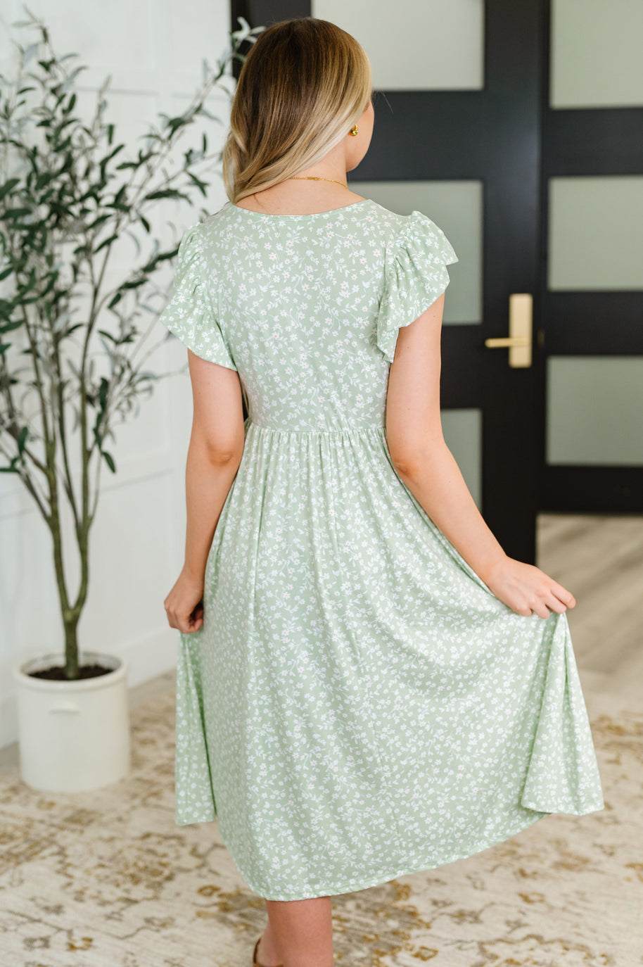 Twirl Me Softly Flutter Sleeve Dress in Sage-Womens-Ave Shops-[option4]-[option5]-[option6]-[option7]-[option8]-Shop-Boutique-Clothing-for-Women-Online