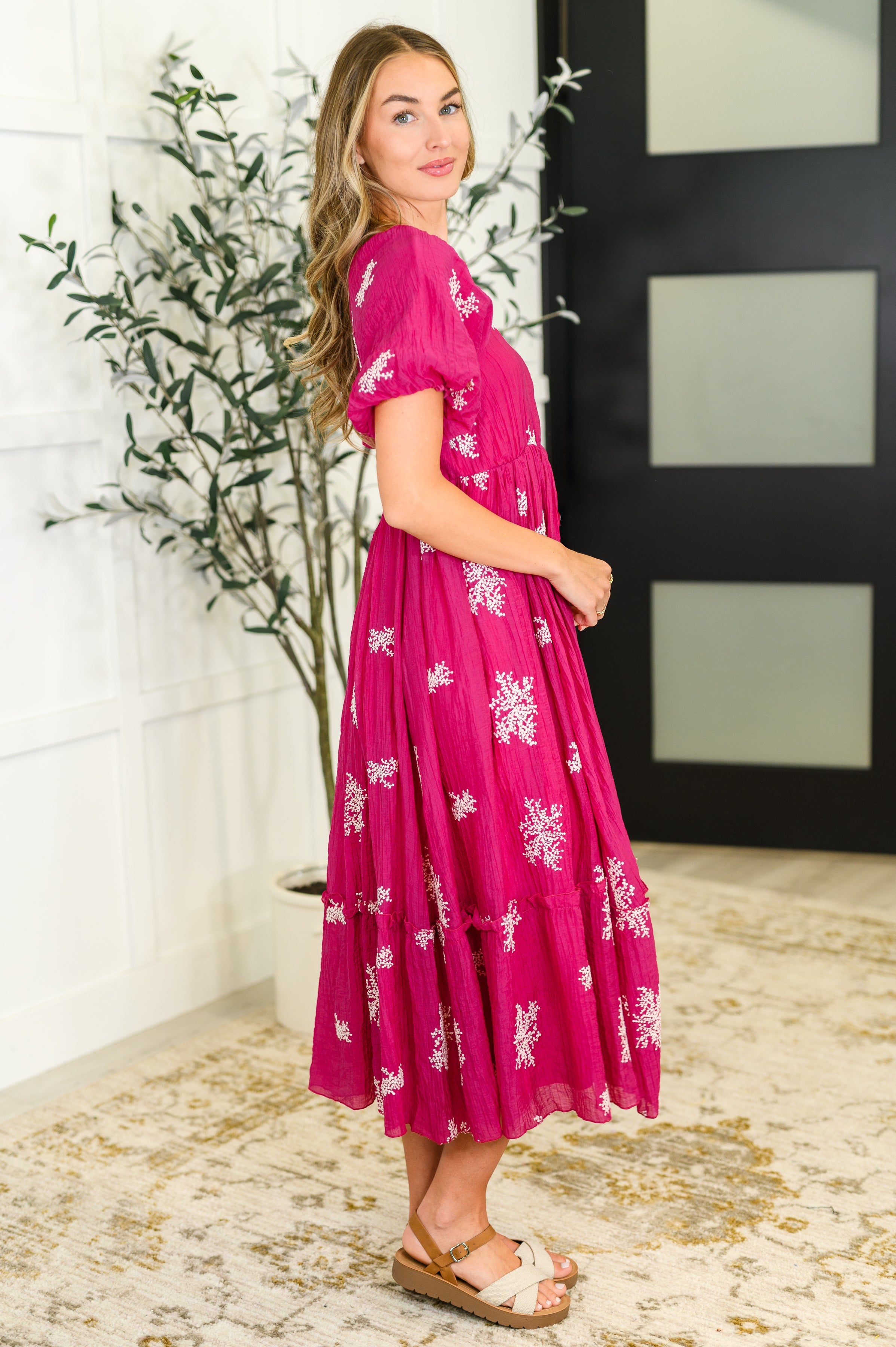 Twirl in Bloom Square Neck Dress in Hot Pink-Womens-Ave Shops-[option4]-[option5]-[option6]-[option7]-[option8]-Shop-Boutique-Clothing-for-Women-Online