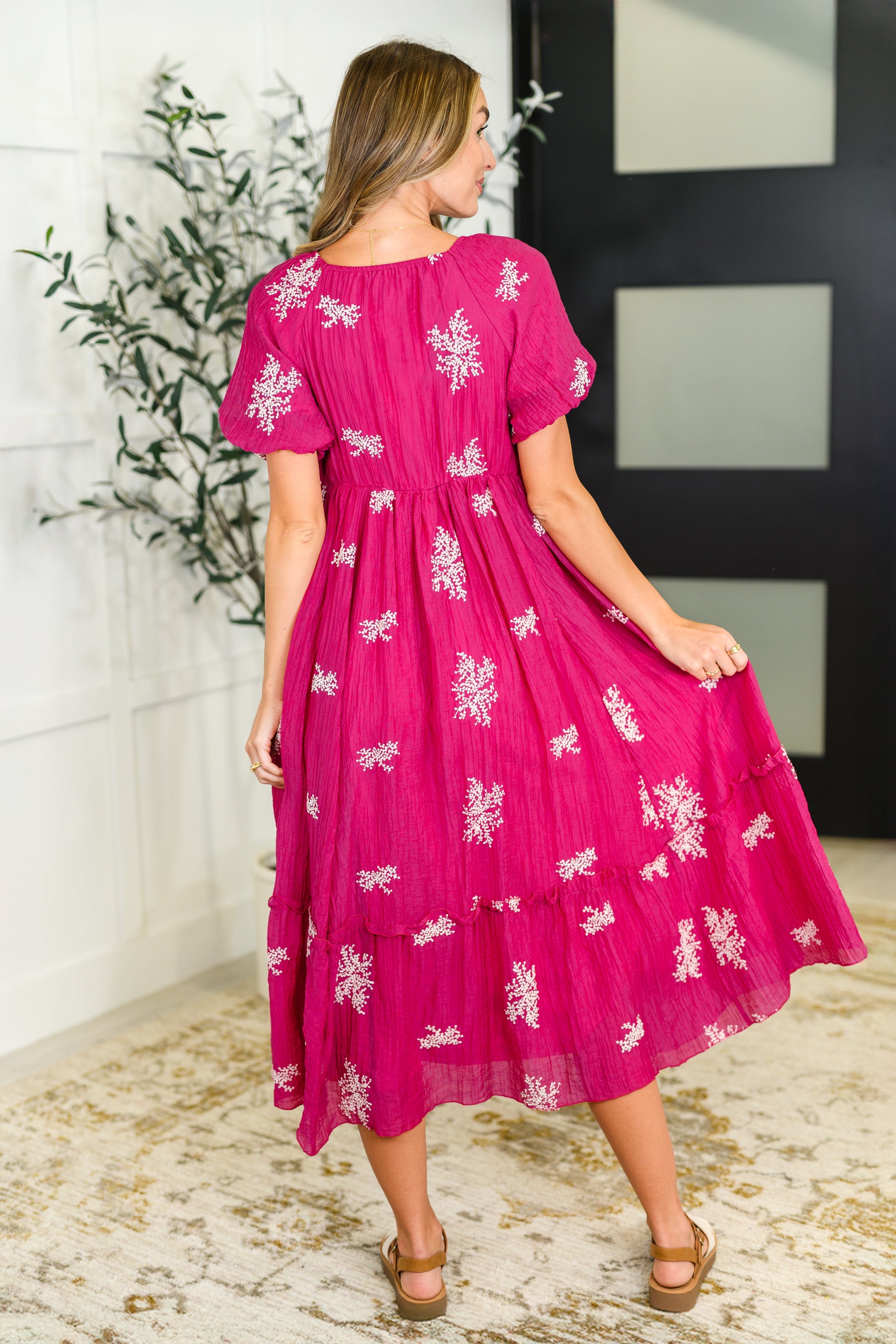 Twirl in Bloom Square Neck Dress in Hot Pink-Womens-Ave Shops-[option4]-[option5]-[option6]-[option7]-[option8]-Shop-Boutique-Clothing-for-Women-Online