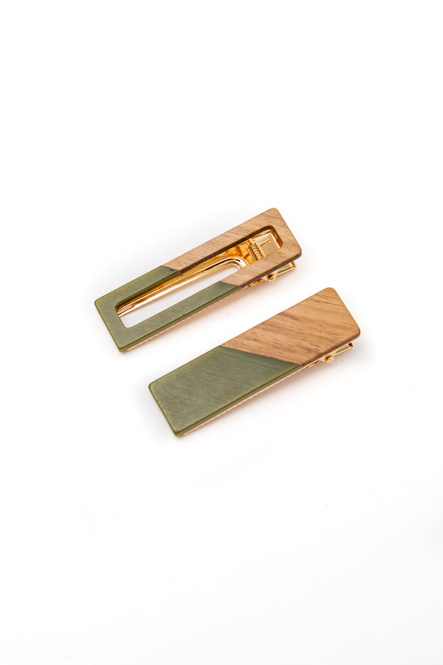 Two Tone Hair Clip Set in Green-Accessories-Ave Shops-[option4]-[option5]-[option6]-[option7]-[option8]-Shop-Boutique-Clothing-for-Women-Online