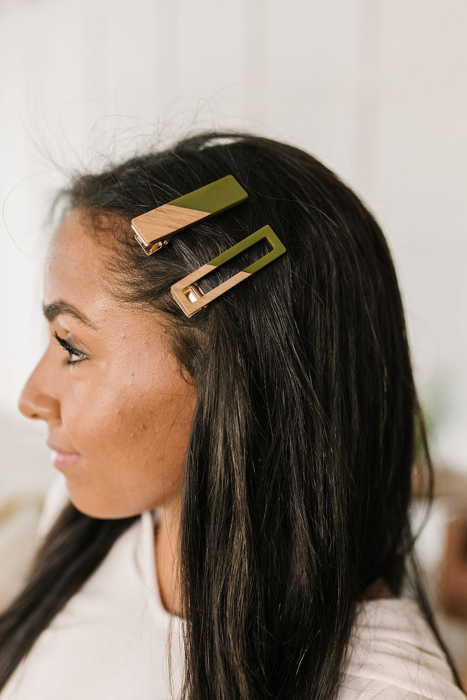 Two Tone Hair Clip Set in Green-Accessories-Ave Shops-[option4]-[option5]-[option6]-[option7]-[option8]-Shop-Boutique-Clothing-for-Women-Online