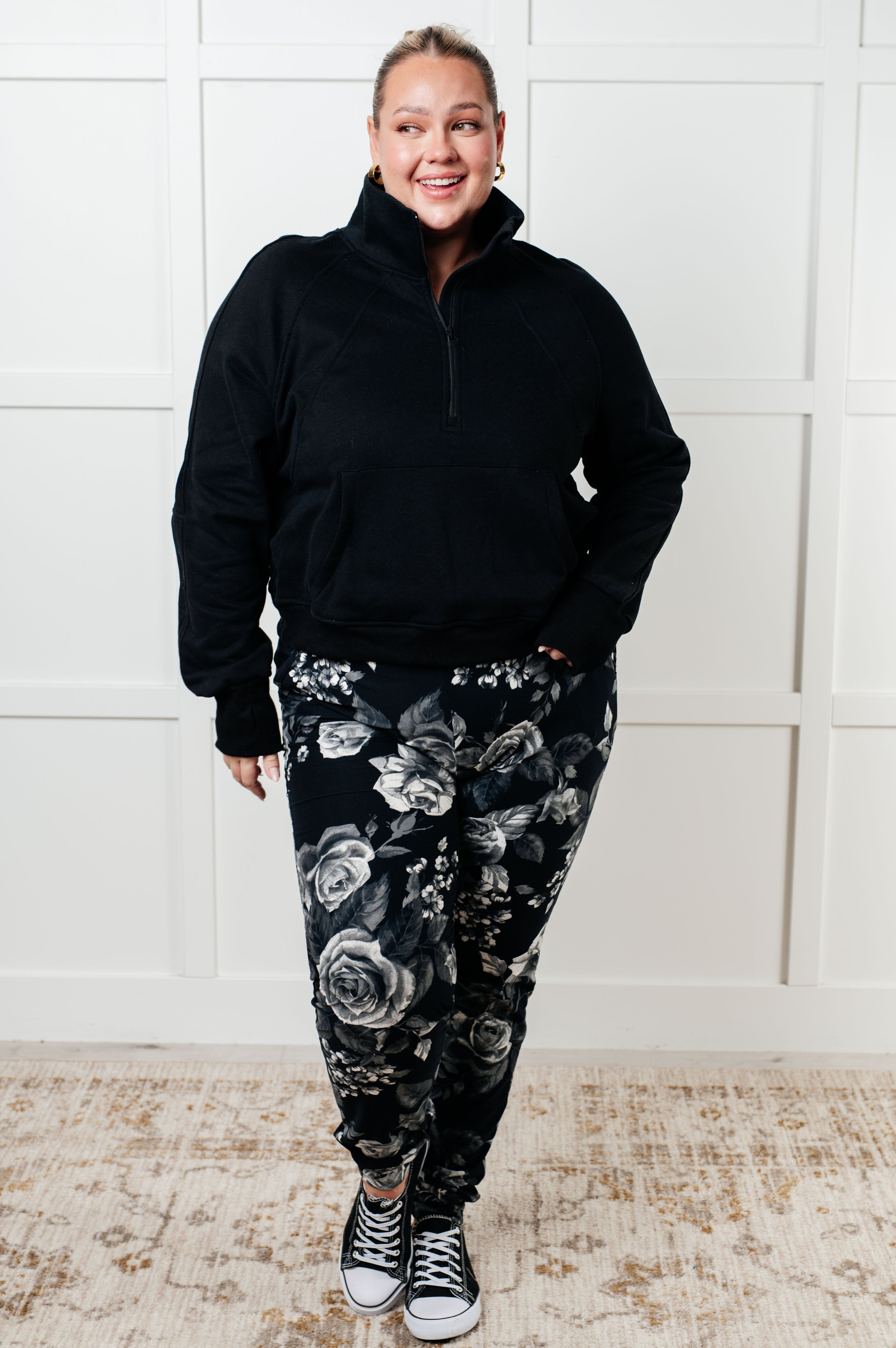 Under Her Spell Half Zip Pullover in Black-Tops-Ave Shops-[option4]-[option5]-[option6]-[option7]-[option8]-Shop-Boutique-Clothing-for-Women-Online