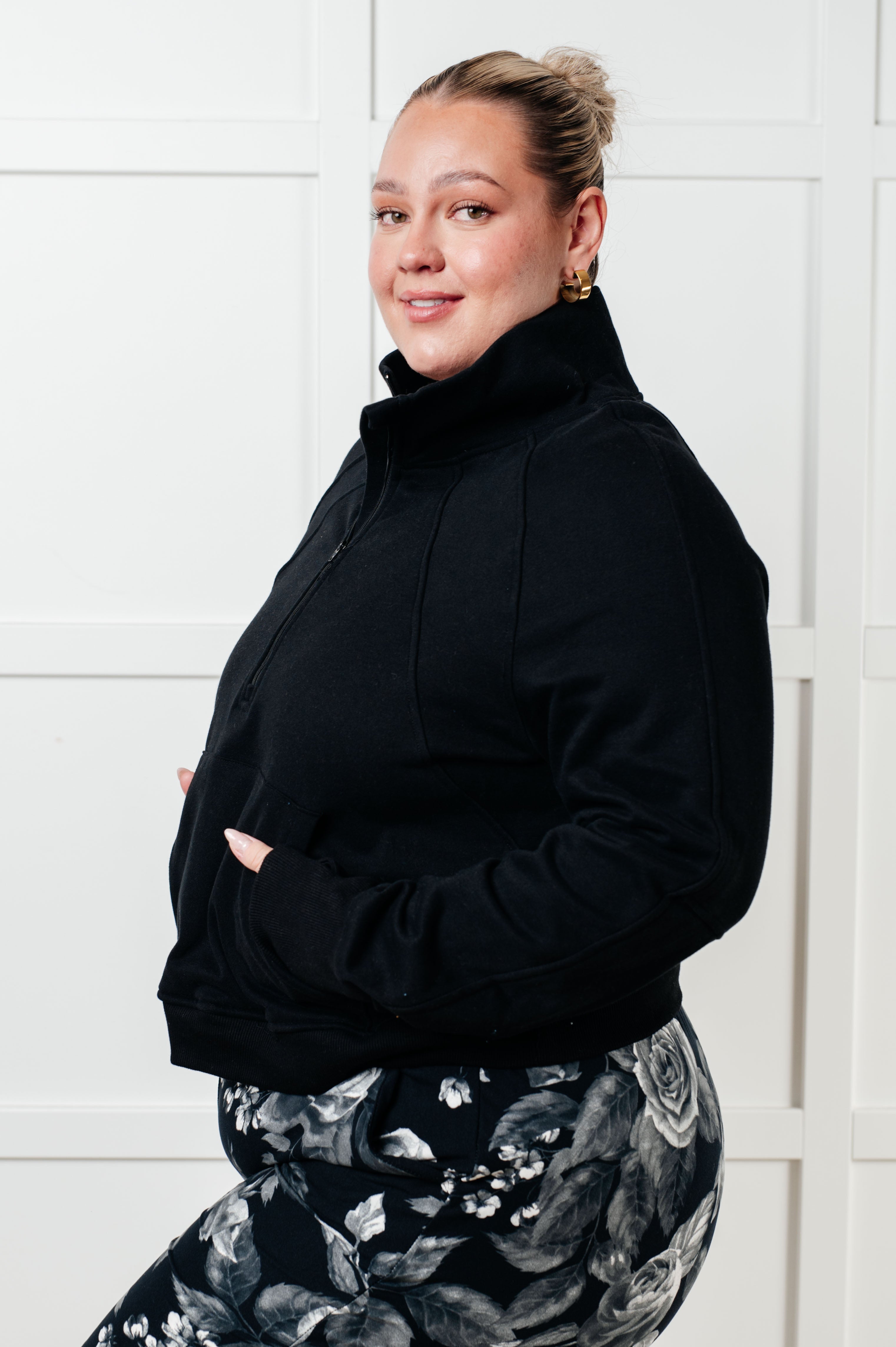 Under Her Spell Half Zip Pullover in Black-Tops-Ave Shops-[option4]-[option5]-[option6]-[option7]-[option8]-Shop-Boutique-Clothing-for-Women-Online