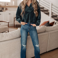 Velvet Icon Hoodie In Grey Blue-Tops-Ave Shops-[option4]-[option5]-[option6]-[option7]-[option8]-Shop-Boutique-Clothing-for-Women-Online