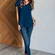 Very Much Needed V-Neck Top in Teal-Tops-Ave Shops-[option4]-[option5]-[option6]-[option7]-[option8]-Shop-Boutique-Clothing-for-Women-Online