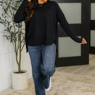 Zenana Wander & Rest Cable Ribbed Knit Drop Shoulder Top in Black-Womens-Ave Shops-[option4]-[option5]-[option6]-[option7]-[option8]-Shop-Boutique-Clothing-for-Women-Online