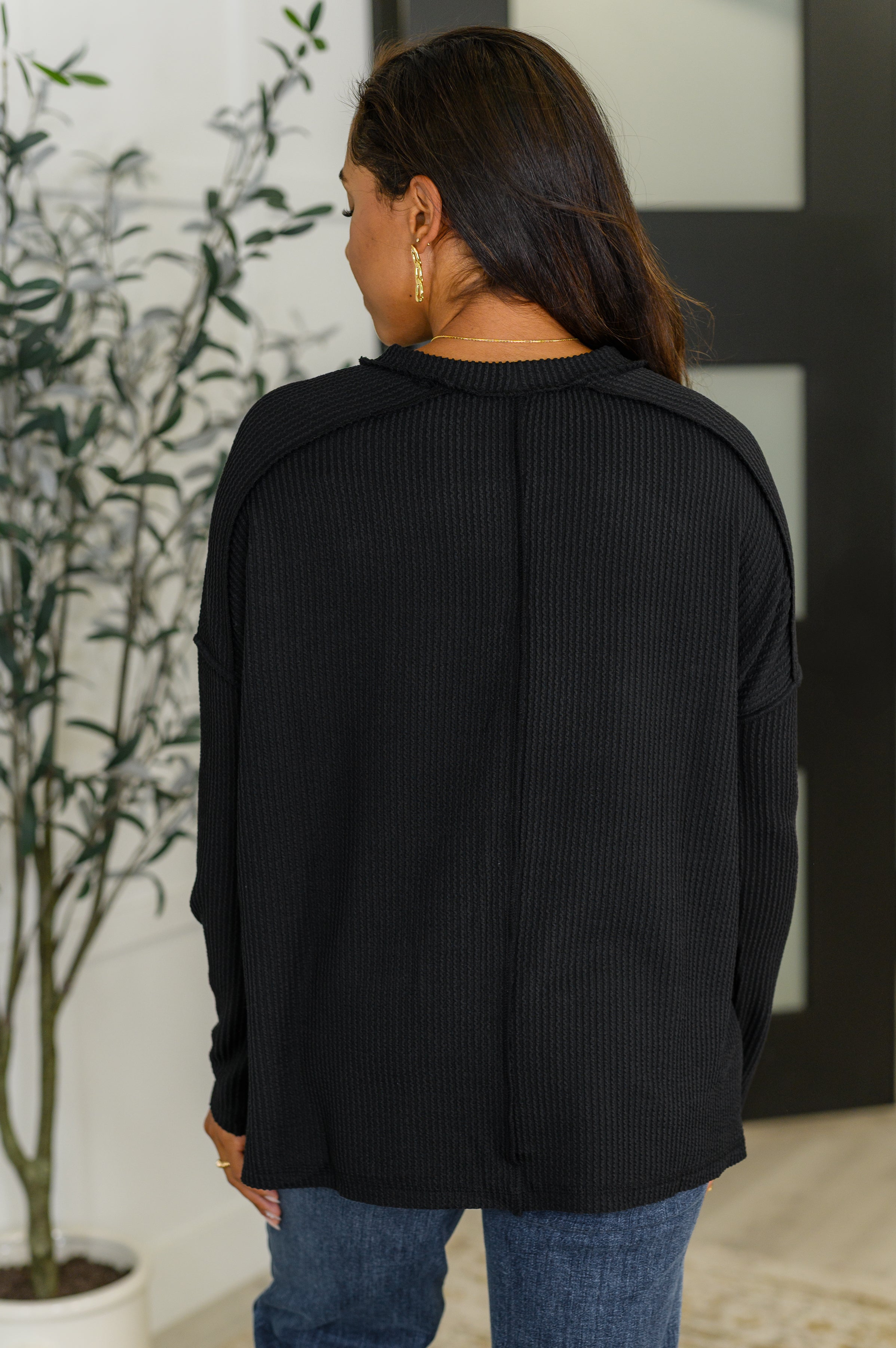 Zenana Wander & Rest Cable Ribbed Knit Drop Shoulder Top in Black-Womens-Ave Shops-[option4]-[option5]-[option6]-[option7]-[option8]-Shop-Boutique-Clothing-for-Women-Online