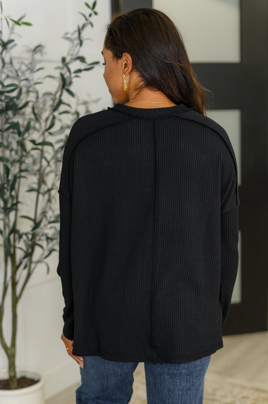 Zenana Wander & Rest Cable Ribbed Knit Drop Shoulder Top in Black-Womens-Ave Shops-[option4]-[option5]-[option6]-[option7]-[option8]-Shop-Boutique-Clothing-for-Women-Online