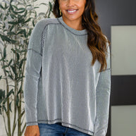 Zenana Wander & Rest Cable Ribbed Knit Drop Shoulder Top in Black/White-Womens-Ave Shops-[option4]-[option5]-[option6]-[option7]-[option8]-Shop-Boutique-Clothing-for-Women-Online