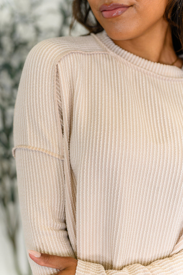 Zenana Wander & Rest Cable Ribbed Knit Drop Shoulder Top in Sand Beige-Womens-Ave Shops-[option4]-[option5]-[option6]-[option7]-[option8]-Shop-Boutique-Clothing-for-Women-Online