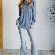 When the Sun Goes Down Mineral Wash Ribbed Knit Top in Vintage Denim-Tops-Ave Shops-[option4]-[option5]-[option6]-[option7]-[option8]-Shop-Boutique-Clothing-for-Women-Online