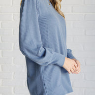 When the Sun Goes Down Mineral Wash Ribbed Knit Top in Vintage Denim-Tops-Ave Shops-[option4]-[option5]-[option6]-[option7]-[option8]-Shop-Boutique-Clothing-for-Women-Online