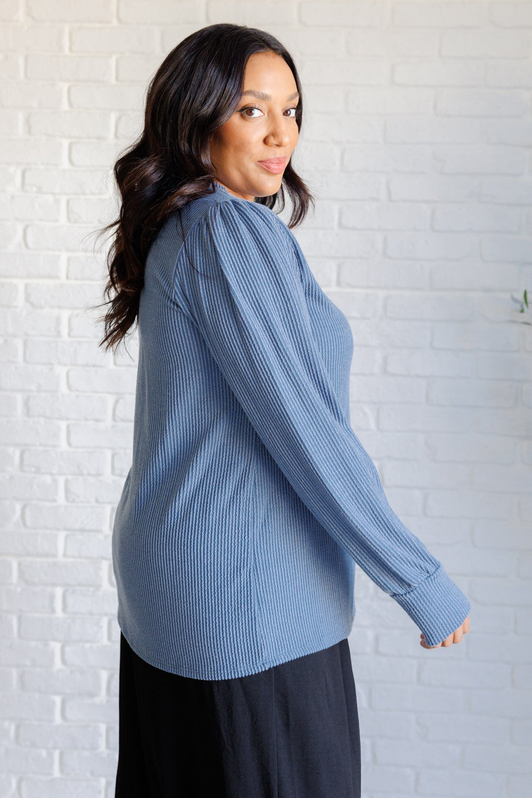 When the Sun Goes Down Mineral Wash Ribbed Knit Top in Vintage Denim-Tops-Ave Shops-[option4]-[option5]-[option6]-[option7]-[option8]-Shop-Boutique-Clothing-for-Women-Online