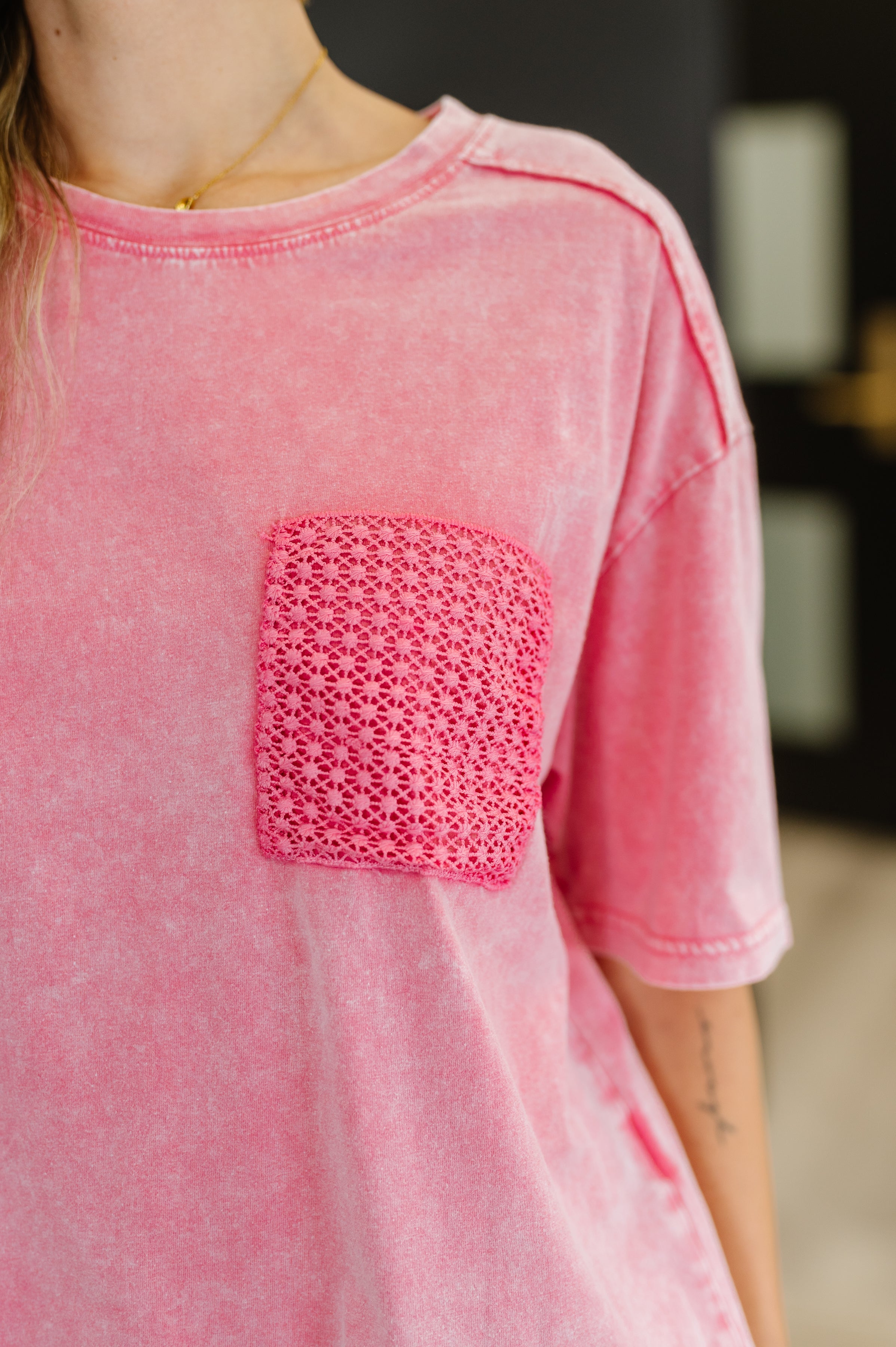 Who's That Girl Crochet Pocket T-Shirt-Womens-Ave Shops-[option4]-[option5]-[option6]-[option7]-[option8]-Shop-Boutique-Clothing-for-Women-Online