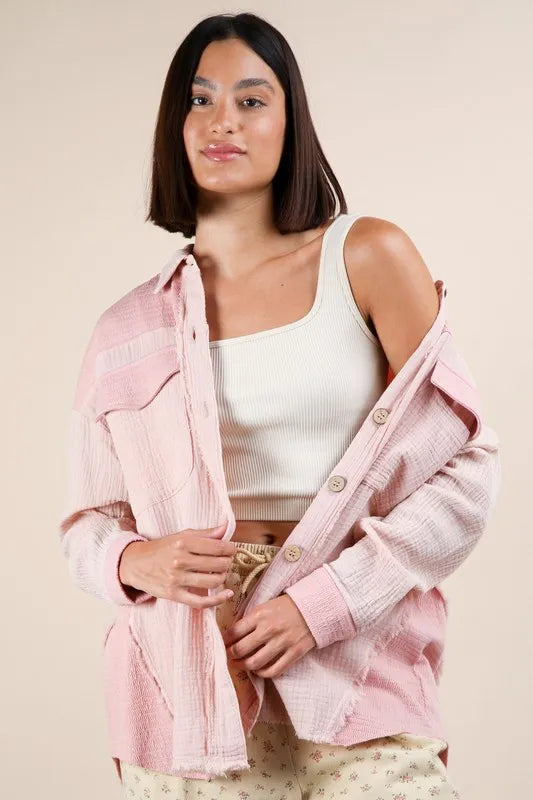 VERY J Mineral Washed Oversized Gauze Shacket-Womens Outerwear/Shacket-Trendsi-Blush-S-[option4]-[option5]-[option6]-[option7]-[option8]-Shop-Boutique-Clothing-for-Women-Online