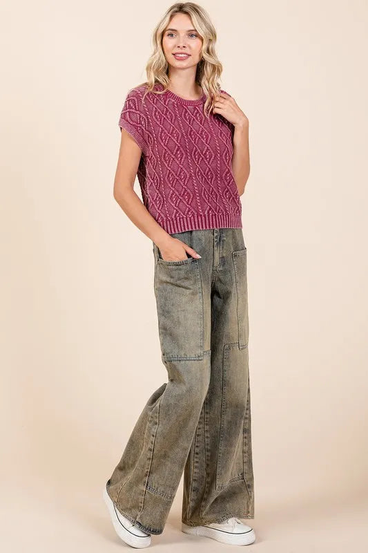 Mittoshop Washed Wide Leg Jeans with Pockets-Jeans-Trendsi-[option4]-[option5]-[option6]-[option7]-[option8]-Shop-Boutique-Clothing-for-Women-Online