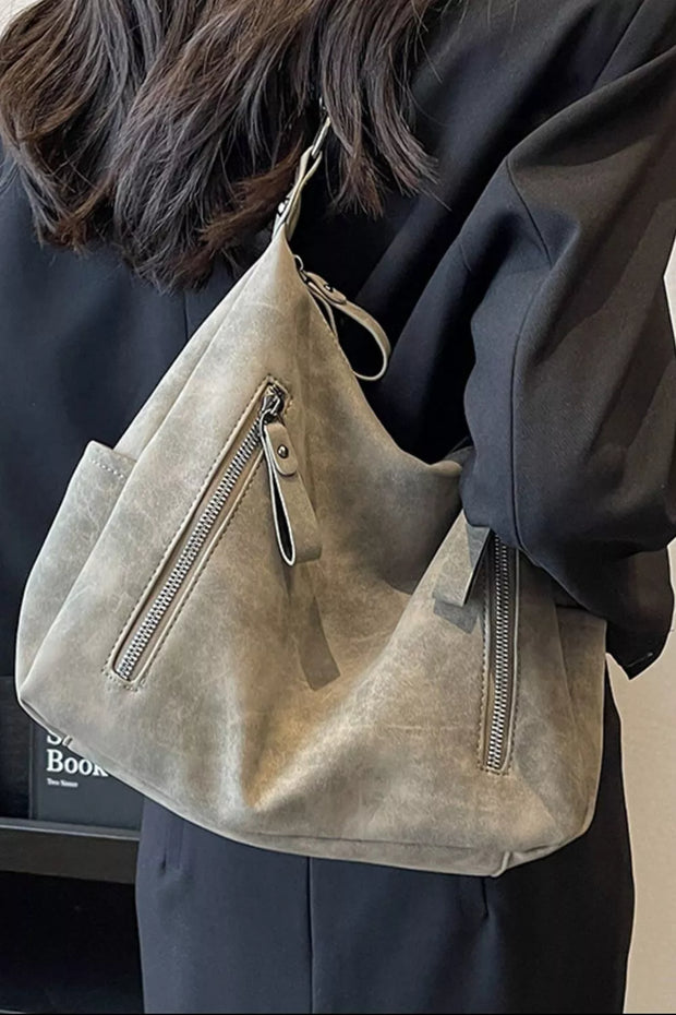 Zipper Details Adjustable Strap Crossbody Bag-Bag-Trendsi-Khaki-One Size-[option4]-[option5]-[option6]-[option7]-[option8]-Shop-Boutique-Clothing-for-Women-Online