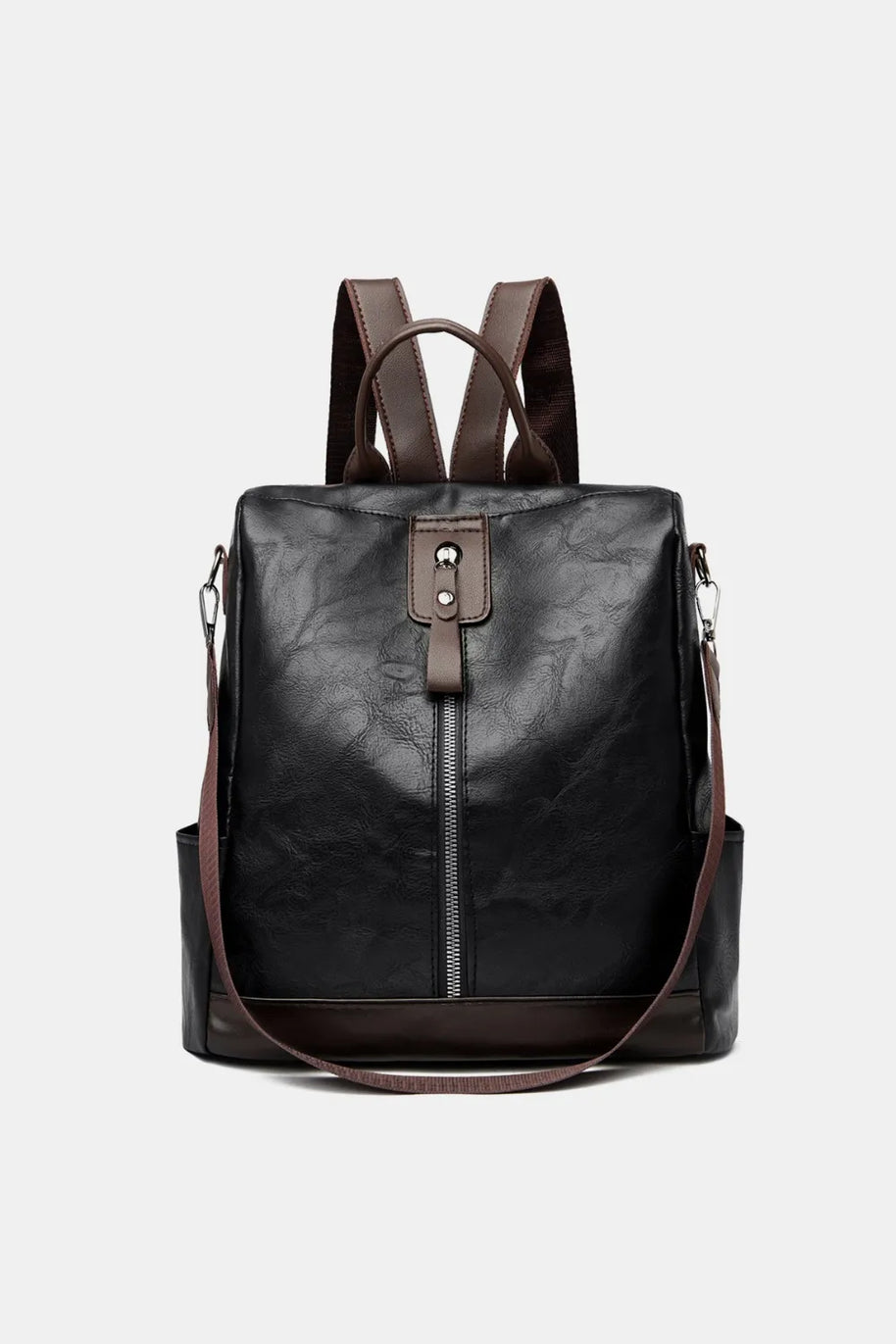 PU Leather Backpack Bag-backpack-Trendsi-Black-One Size-[option4]-[option5]-[option6]-[option7]-[option8]-Shop-Boutique-Clothing-for-Women-Online
