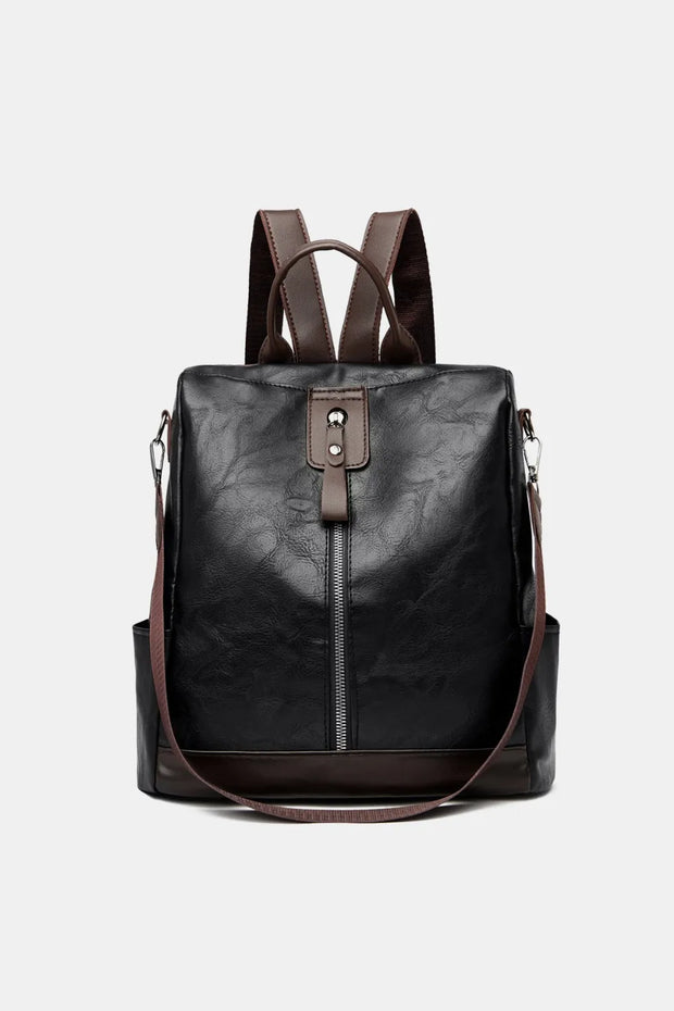 PU Leather Backpack Bag-backpack-Trendsi-Black-One Size-[option4]-[option5]-[option6]-[option7]-[option8]-Shop-Boutique-Clothing-for-Women-Online