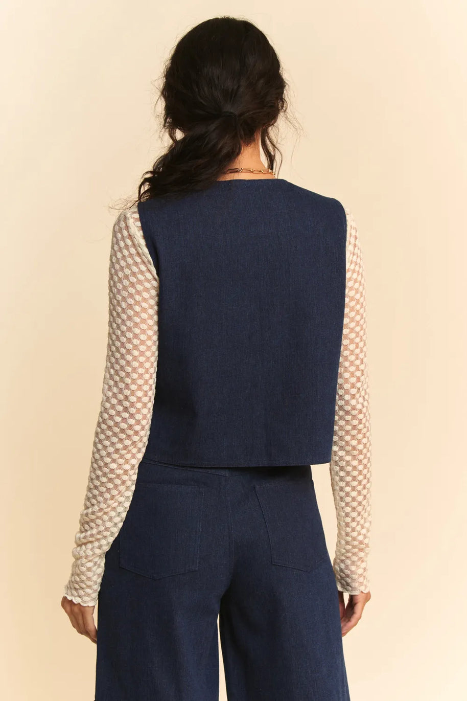Davi & Dani Lace Patch Open Front Denim Vest-Vest-Trendsi-[option4]-[option5]-[option6]-[option7]-[option8]-Shop-Boutique-Clothing-for-Women-Online