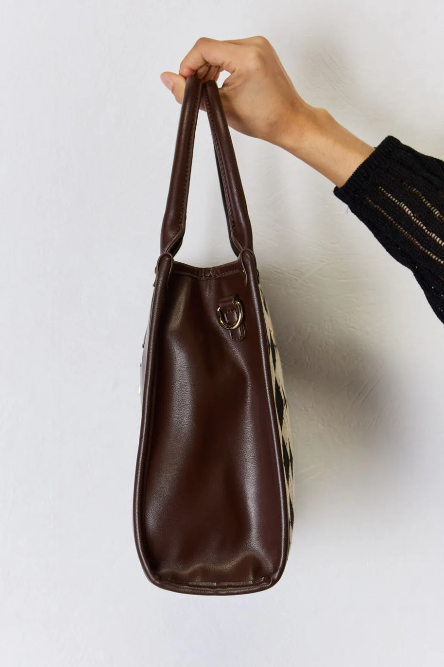 David Jones Argyle Pattern PU Leather Handbag-Bags-Trendsi-[option4]-[option5]-[option6]-[option7]-[option8]-Shop-Boutique-Clothing-for-Women-Online