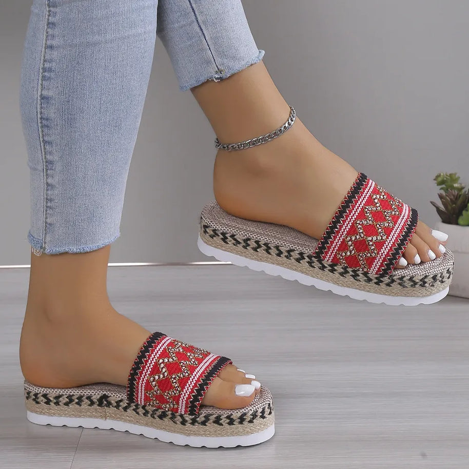 Geometric Weave Platform Sandals-Sandals-Trendsi-Deep Red-36(US5)-[option4]-[option5]-[option6]-[option7]-[option8]-Shop-Boutique-Clothing-for-Women-Online