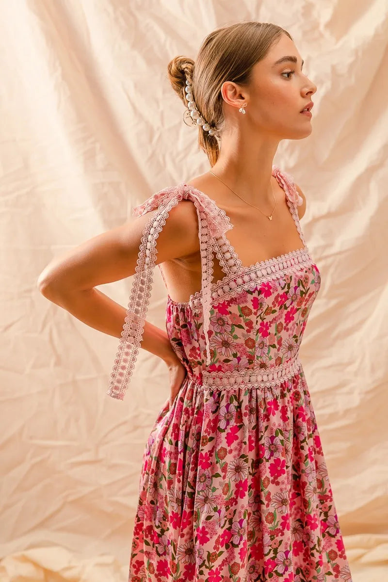 SO ME Floral Maxi Dress With Ribbon Tie Lace Strap-Dresses-Trendsi-[option4]-[option5]-[option6]-[option7]-[option8]-Shop-Boutique-Clothing-for-Women-Online