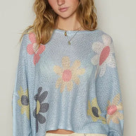 POL Flower Dropped Shoulder Long Sleeve Knit Top-knit top-Trendsi-Baby Blue-S-[option4]-[option5]-[option6]-[option7]-[option8]-Shop-Boutique-Clothing-for-Women-Online