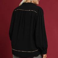 Linen Scallop Hem Blouse with Contrast Trim-Blouses-Trendsi-[option4]-[option5]-[option6]-[option7]-[option8]-Shop-Boutique-Clothing-for-Women-Online