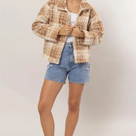 HYFVE Plaid Collared Neck Boucle Jacket with Pockets-Jacket-Trendsi-[option4]-[option5]-[option6]-[option7]-[option8]-Shop-Boutique-Clothing-for-Women-Online