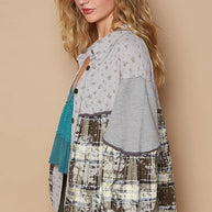 POL Balloon Sleeve Floral Color Block Plaid Shirt-Shirts-Trendsi-[option4]-[option5]-[option6]-[option7]-[option8]-Shop-Boutique-Clothing-for-Women-Online