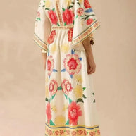 Palm Print V-Neck Midi Dress-Dresses-Trendsi-[option4]-[option5]-[option6]-[option7]-[option8]-Shop-Boutique-Clothing-for-Women-Online
