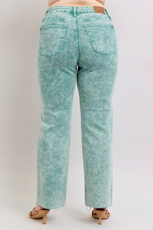 Judy Blue High Waist Garment Dyed Raw Hem Dad Jeans-Trendsi-[option4]-[option5]-[option6]-[option7]-[option8]-Shop-Boutique-Clothing-for-Women-Online