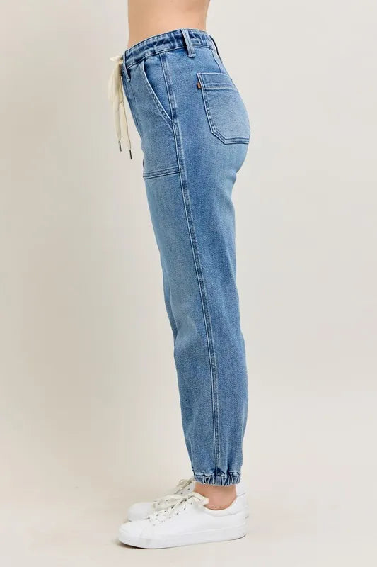 Judy Blue High Waist Denim Joggers-Trendsi-[option4]-[option5]-[option6]-[option7]-[option8]-Shop-Boutique-Clothing-for-Women-Online
