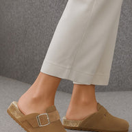 Ratiha Buckle Accent Slip-On Footbed Mules-Rag Company-Tan-US-5 / UK-3 / EU-36-[option4]-[option5]-[option6]-[option7]-[option8]-Shop-Boutique-Clothing-for-Women-Online