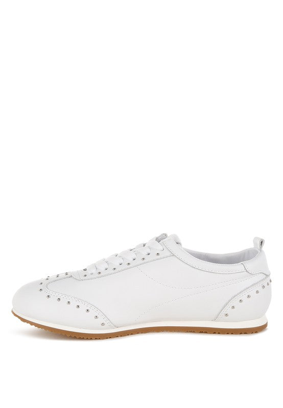 Odaya Studded Real Soft Leather Sneakers-Rag Company-[option4]-[option5]-[option6]-[option7]-[option8]-Shop-Boutique-Clothing-for-Women-Online