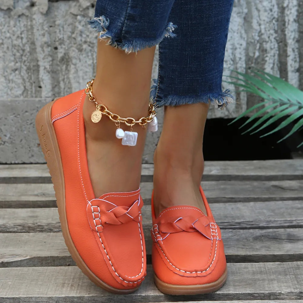 Weave Wedge Heeled Loafers-Shoes-Trendsi-Orange-Red-35(US4)-[option4]-[option5]-[option6]-[option7]-[option8]-Shop-Boutique-Clothing-for-Women-Online