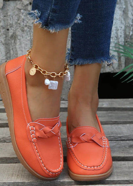 Weave Wedge Heeled Loafers-Shoes-Trendsi-Orange-Red-35(US4)-[option4]-[option5]-[option6]-[option7]-[option8]-Shop-Boutique-Clothing-for-Women-Online