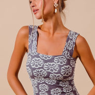SO ME Two Tone Floral Seamless Tank Top-Tank Tops & Camis-Trendsi-[option4]-[option5]-[option6]-[option7]-[option8]-Shop-Boutique-Clothing-for-Women-Online