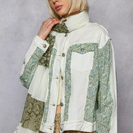 POL Button Down Patchwork Denim Jacket with Floral Print Details-Coats & Jackets-Trendsi-[option4]-[option5]-[option6]-[option7]-[option8]-Shop-Boutique-Clothing-for-Women-Online