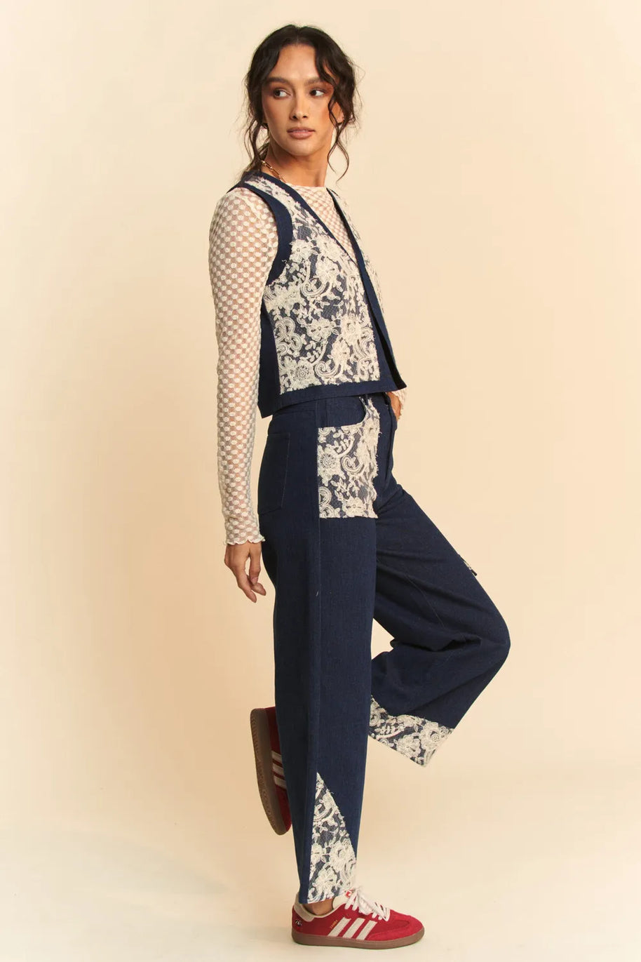 Davi & Dani Lace Patch Open Front Denim Vest-Vest-Trendsi-[option4]-[option5]-[option6]-[option7]-[option8]-Shop-Boutique-Clothing-for-Women-Online