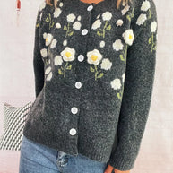 Flower Button Up Long Sleeve Cardigan-Cardigan-Trendsi-[option4]-[option5]-[option6]-[option7]-[option8]-Shop-Boutique-Clothing-for-Women-Online