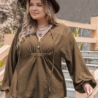 Plus Size Tie Neck Long Sleeve Blouse-Blouses-Trendsi-[option4]-[option5]-[option6]-[option7]-[option8]-Shop-Boutique-Clothing-for-Women-Online
