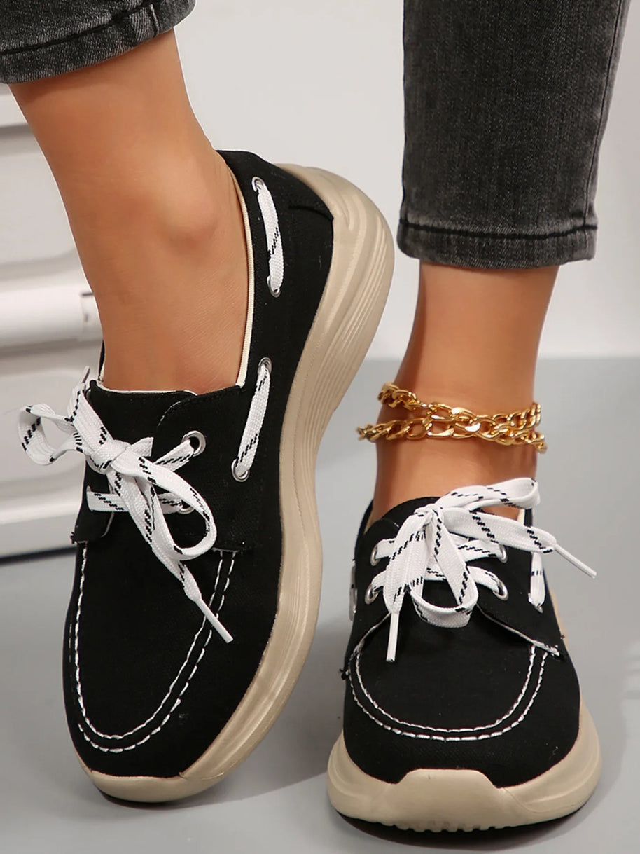 Lace Up Round Toe Sneakers-Sneakers-Trendsi-[option4]-[option5]-[option6]-[option7]-[option8]-Shop-Boutique-Clothing-for-Women-Online