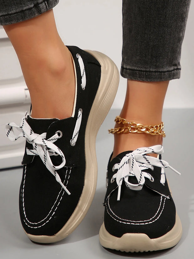 Lace Up Round Toe Sneakers-Sneakers-Trendsi-[option4]-[option5]-[option6]-[option7]-[option8]-Shop-Boutique-Clothing-for-Women-Online