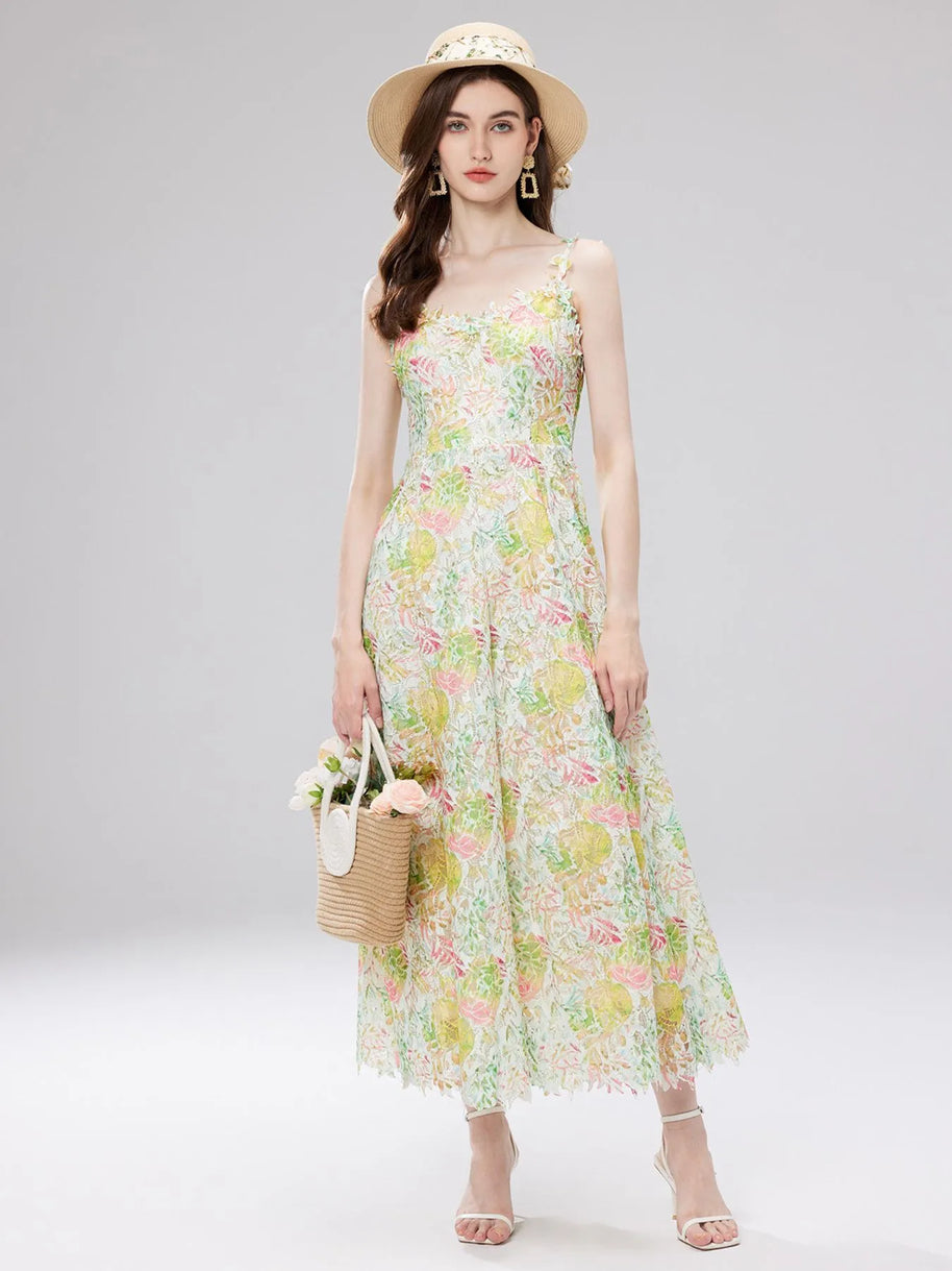Floral Lace Sleeveless V-Neck Midi Dress-Dresses-Trendsi-Green-S-[option4]-[option5]-[option6]-[option7]-[option8]-Shop-Boutique-Clothing-for-Women-Online