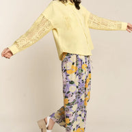 J.NNA Button Down Lace Long Sleeve Waffle Shirt-Blouses-Trendsi-[option4]-[option5]-[option6]-[option7]-[option8]-Shop-Boutique-Clothing-for-Women-Online