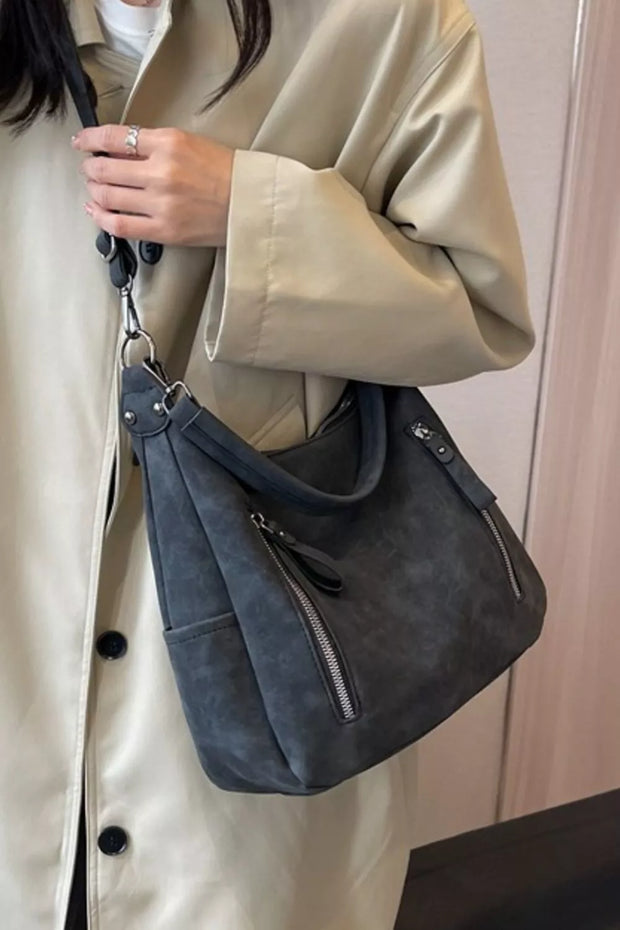 Zipper Details Adjustable Strap Crossbody Bag-Bag-Trendsi-Black-One Size-[option4]-[option5]-[option6]-[option7]-[option8]-Shop-Boutique-Clothing-for-Women-Online