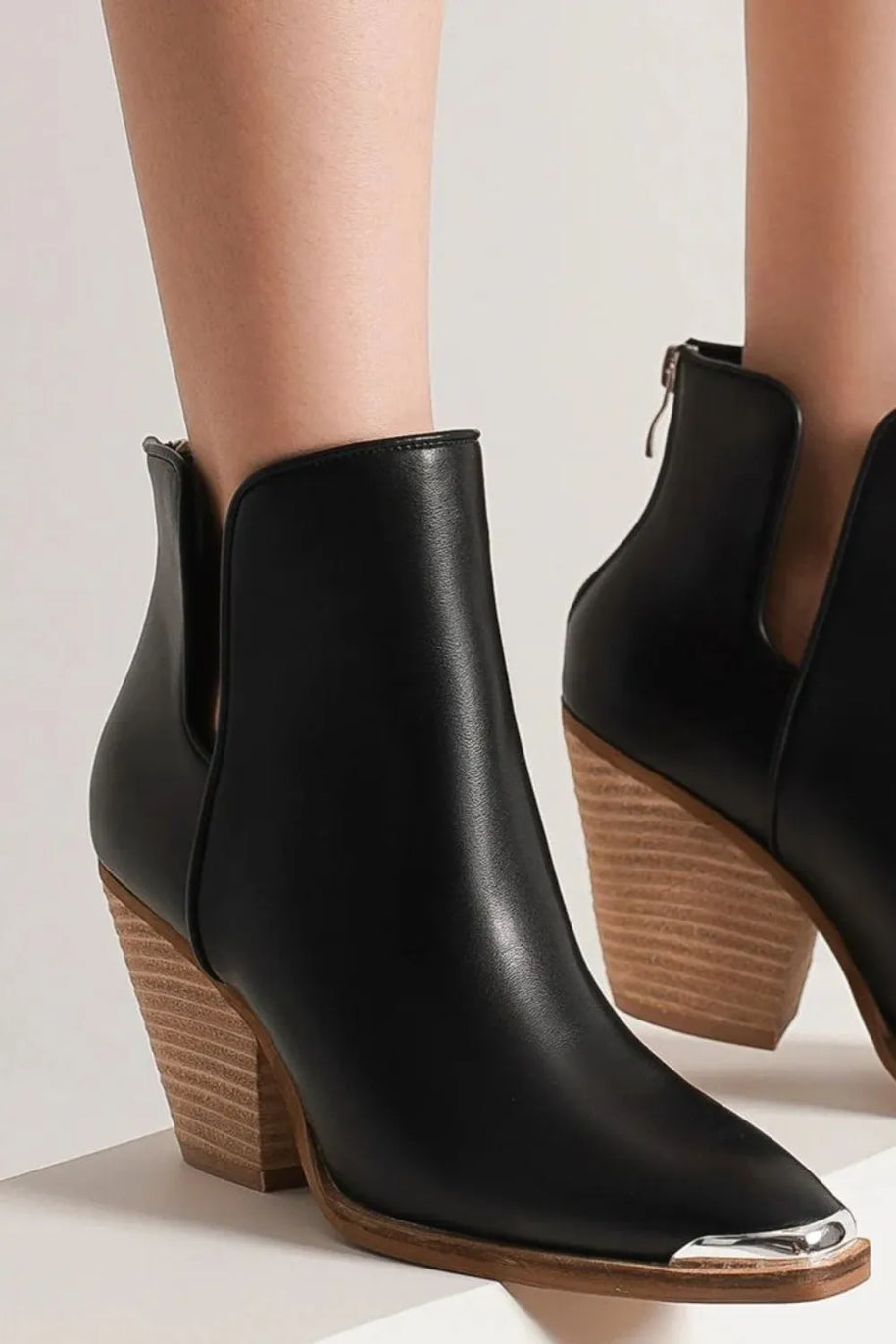Beast Fashion Pointed Metal-Tip Toe Block Heel Ankle Boots-Boots-Trendsi-[option4]-[option5]-[option6]-[option7]-[option8]-Shop-Boutique-Clothing-for-Women-Online