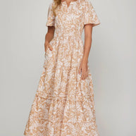 She + Sky Printed Notched Woven Tiered Pintuck Maxi Dress with Side Pockets-Dresses-Trendsi-Apricot-S-[option4]-[option5]-[option6]-[option7]-[option8]-Shop-Boutique-Clothing-for-Women-Online